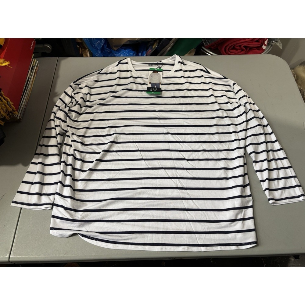 GAP Woman XL Lightweight Shirt Stripe Long Sleeve Top Shirttail Lightweight NWT